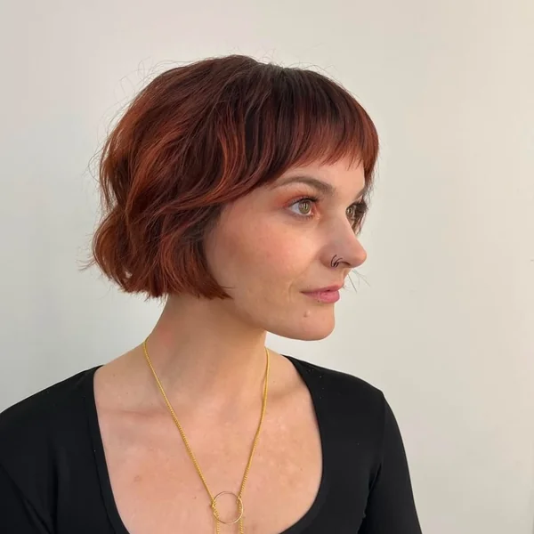 Auburn Bob with Wispy Fringe