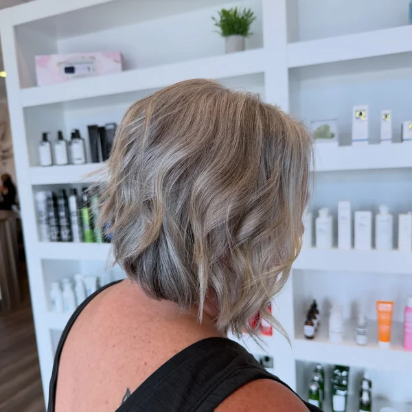 Textured Blonde Bob, Back View