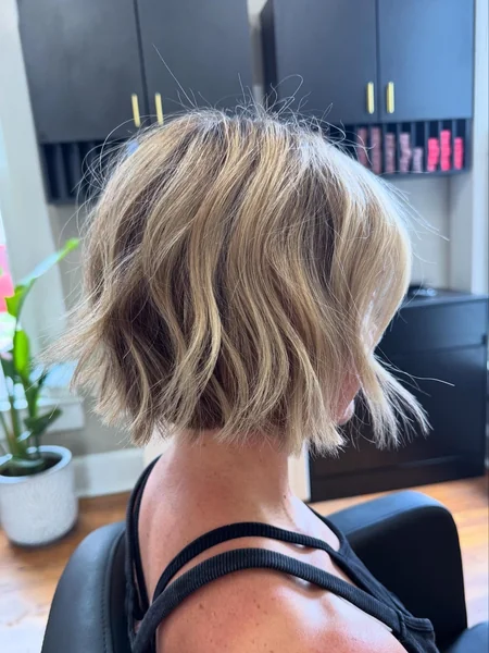 Choppy Blonde Bob with Movement