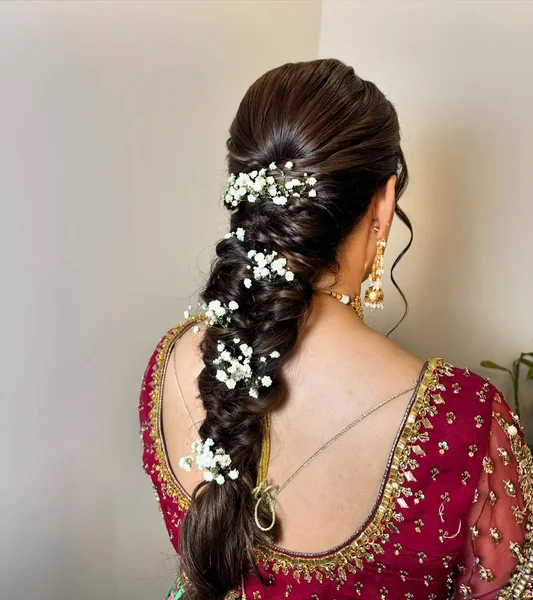 Twisted Fishtail Braid with Baby's Breath