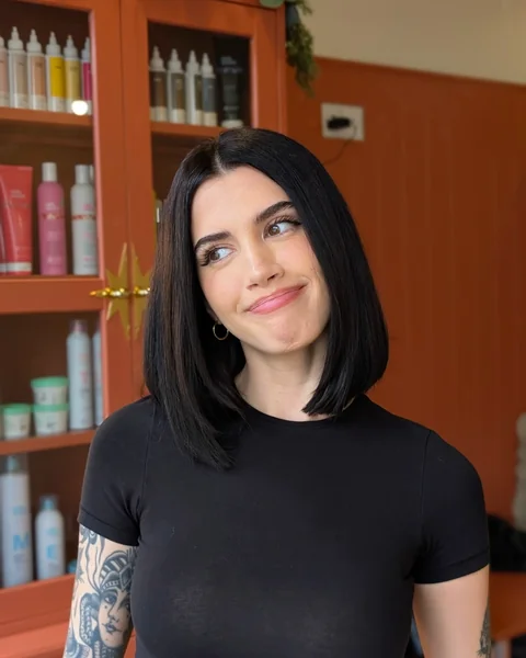 Sleek Blunt Long Bob for Thick Hair