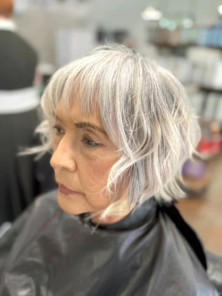 Wavy Platinum Bob Side View