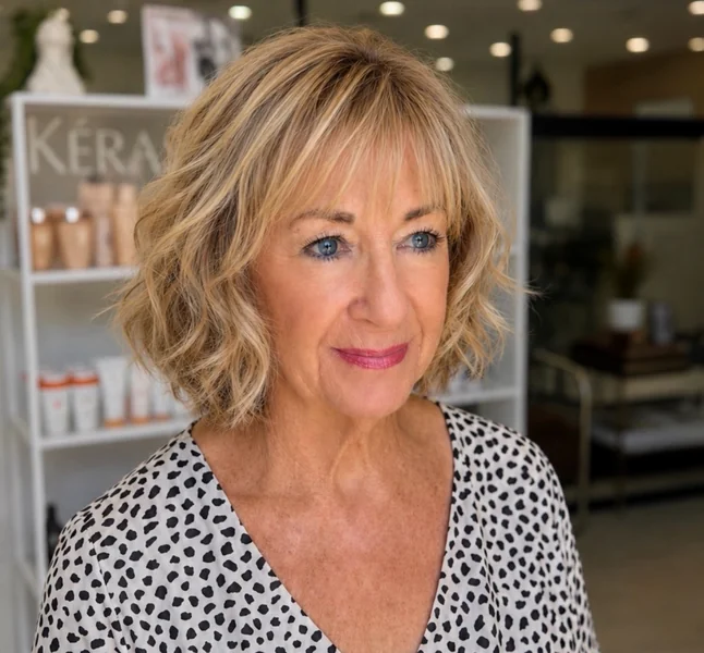 Textured Wavy Bob with Bangs