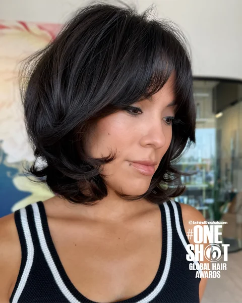 Layered Bob with Bangs and Flipped Ends