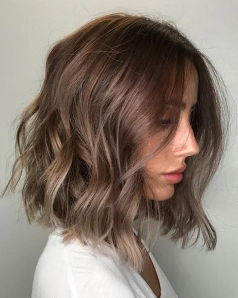 Wavy Bob with Soft Fringe
