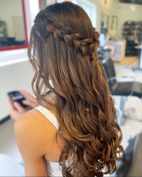 Half Up Half Down Braided Style with Waves