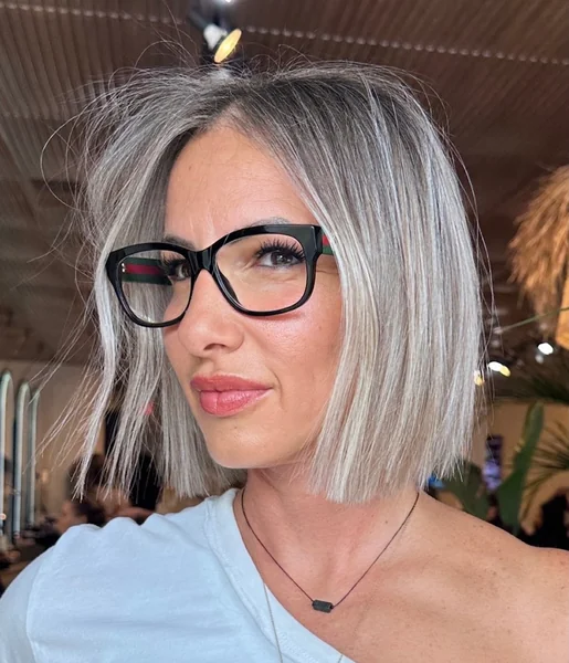 Grey-Blending Bob with Glasses