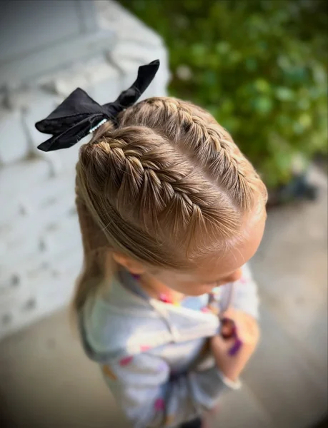 French Braid into Ponytail with Bow