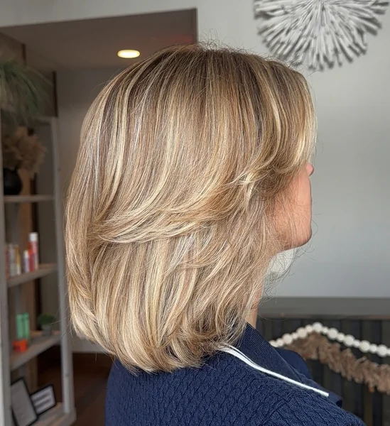 Medium Layered Bob with Blonde Highlights
