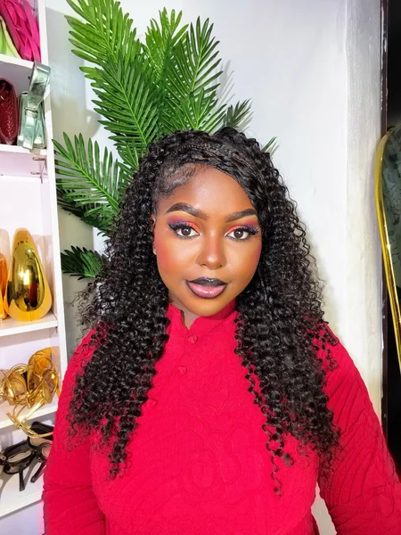 Crochet Hairstyle with Braided Part