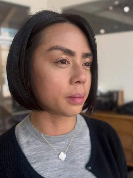 Sleek Dark Bob, Side Profile