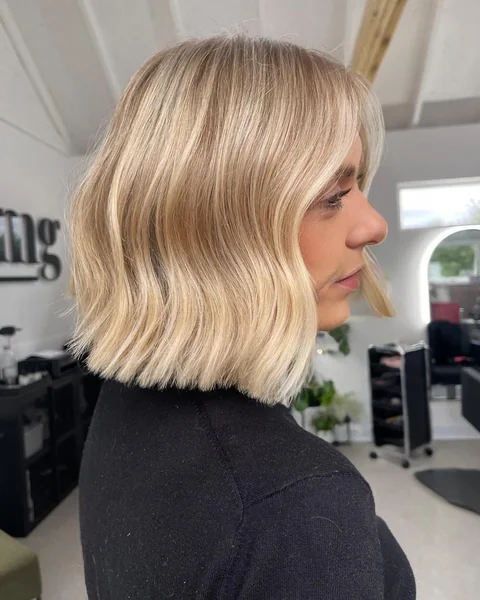 Short Blonde Bob with Curtain Bangs