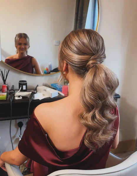 Sleek Wrapped Ponytail for Bridesmaids
