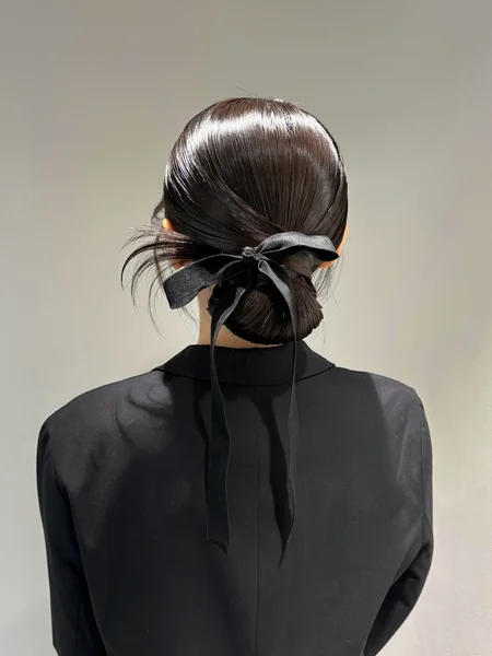 Low Bun Ribbon Hairstyle