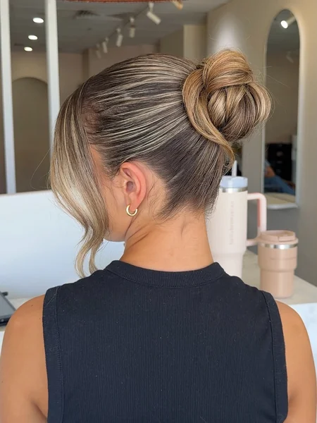 Wet-Look Slicked Top Knot