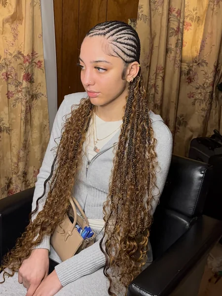 Honey Blonde Boho Cornrows