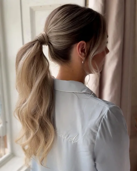 Low Wavy Ponytail for Bridesmaids