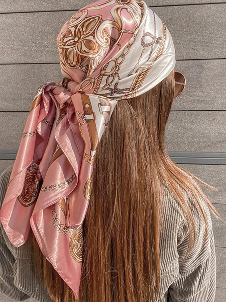 Satin Headscarf with Long Loose Hair