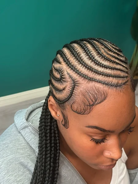 Swirl Close-Up Cornrow Design