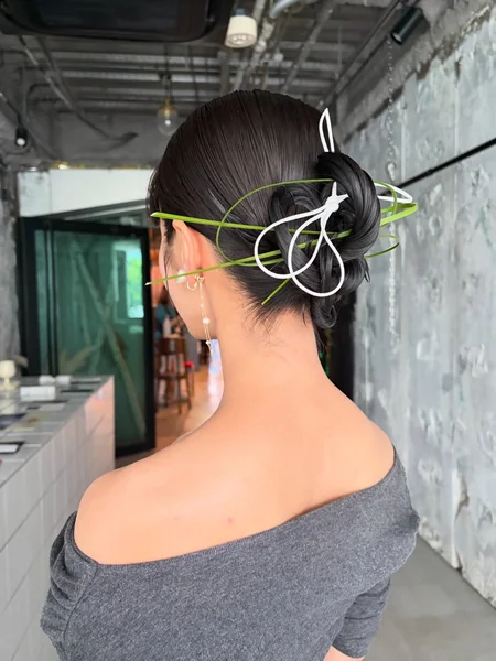 Traditional Japanese Bun Hairstyle with Hairpin