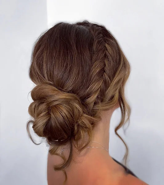 Side Fishtail Braid Messy Bun