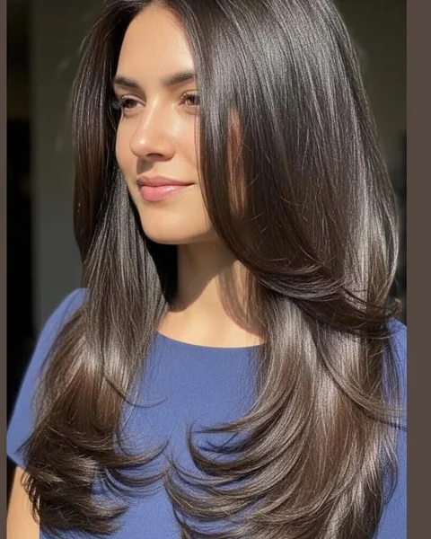 Long Layered Haircut with Curved Ends