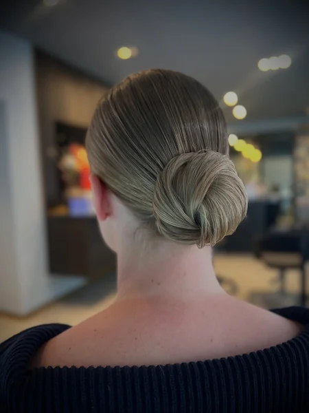 Ash Blonde Slickback Low Bun