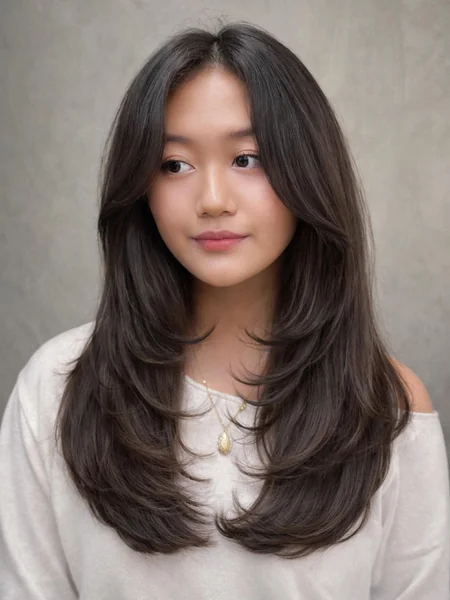 Oval Face Layered Haircut with Face-Framing Waves