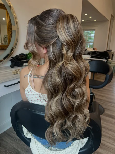 Half-Up Ponytail Waves for Reception