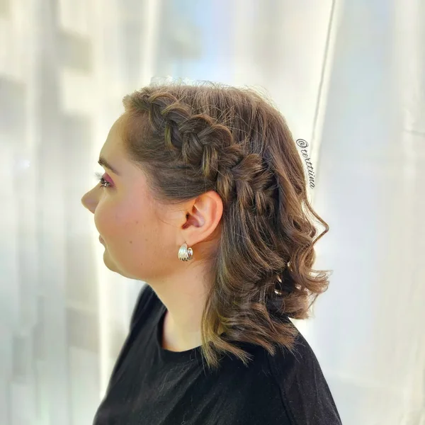 Side Braid for Short Curled Bob
