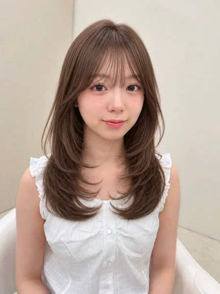 Long Layered Hair With Wispy Curtain Bangs