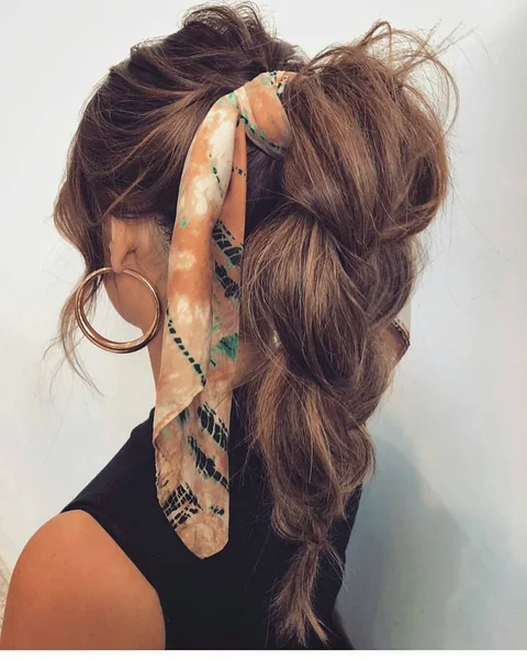 Pull-Through Braid Ponytail with Scarf