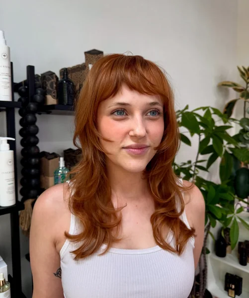 Layered Copper Octopus Cut with Bangs
