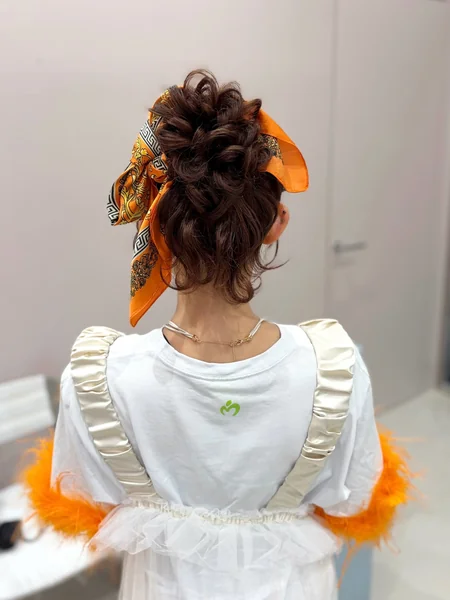 Curly Updo with Scarf Bow for Short Hair