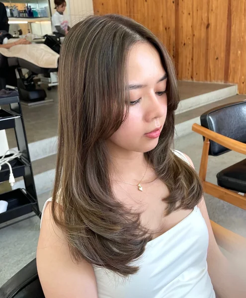 Japanese Long Layered Hairstyle with Bangs