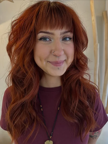 Long Wavy Octopus Cut with Bangs