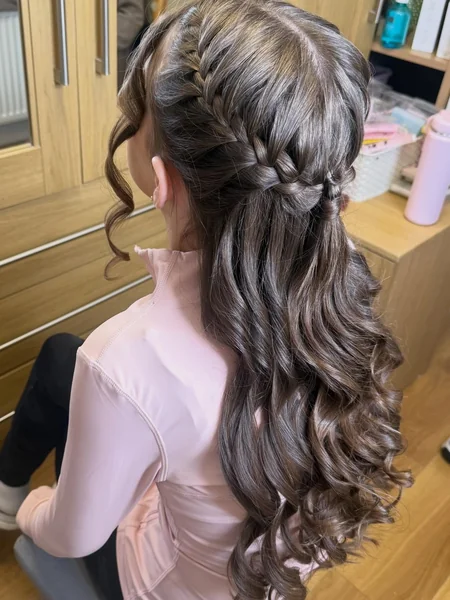 Half-Up Dutch Braid with Curls