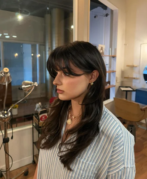 Blonde Wispy Curtain Bangs Lob