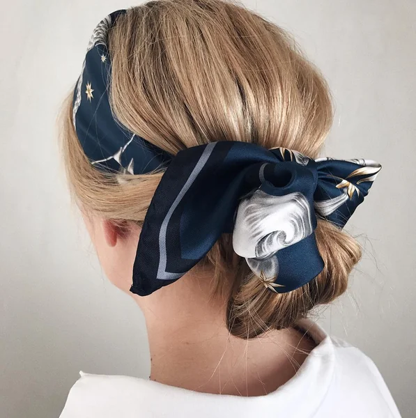 Silk Scarf Bow with Low Bun