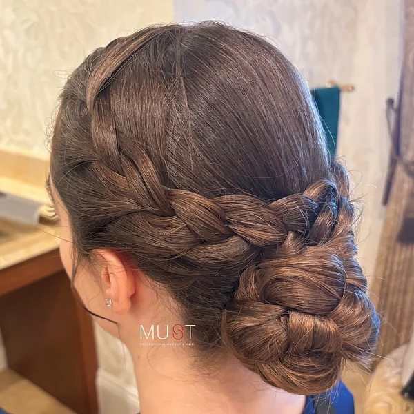 Classic Side Braid Low Bun