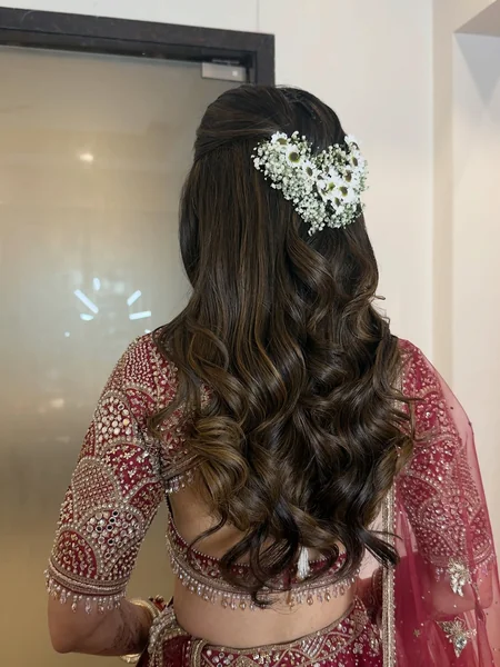 Half-Up Curls with Flower Clip