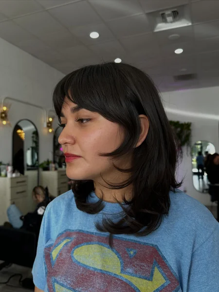 Medium Octopus Cut with Curtain Bangs