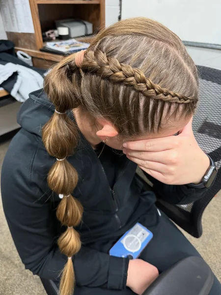 Dutch Braid Bubble Ponytail