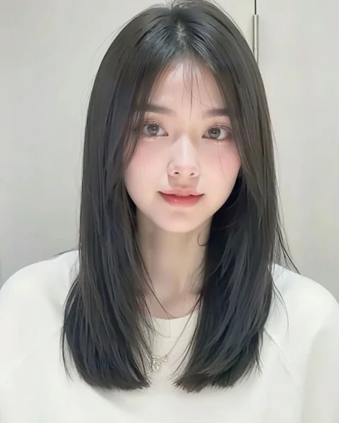 Japanese Medium Hairstyle with Wispy Bangs