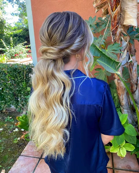 Low Twisted Half Ponytail