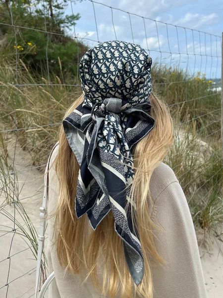Printed Silk Headscarf with Long Tails