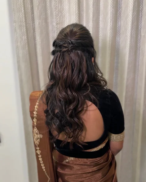 Half-Up Curled Style with Hair Clip