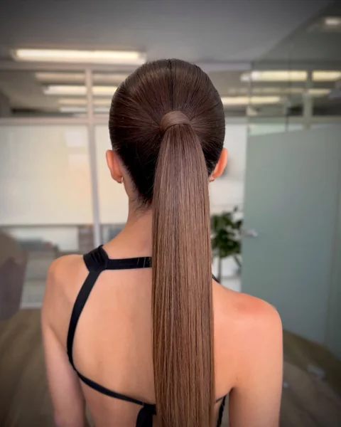Caramel Slickback Straight Ponytail