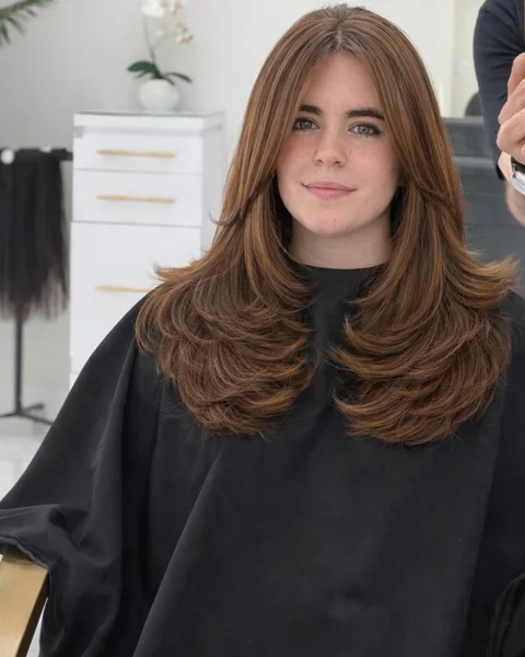 Layered Haircut Oval Face with Auburn Tones