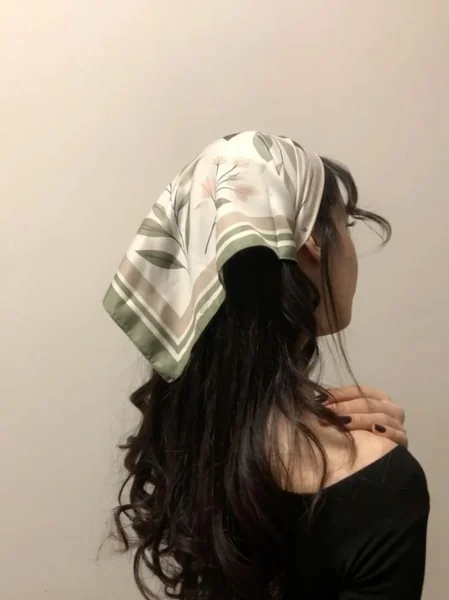 Floral Kerchief on Long Curls